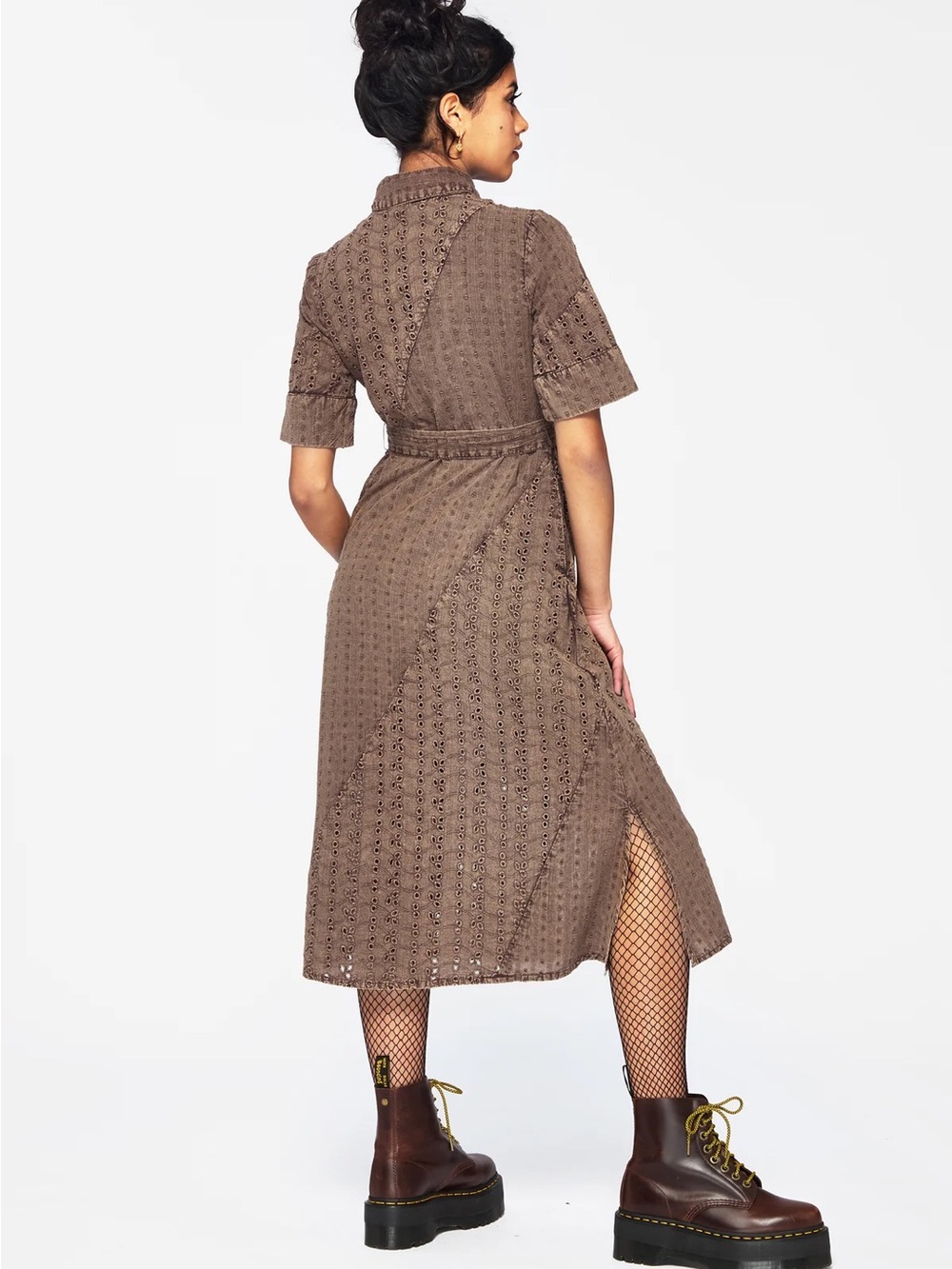 Disturbia NWT Summerisle Cotton Broderie Detail Tie Wrap Midi Shirt Dress - Picture 3 of 6